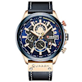 Miniatyrbillede 1 af 5: Herreur Chronograph Sport Quartz Dato Kalender Læderrem Selvlysende (Blå)