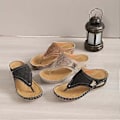 Miniatyrbillede 2 af 4: Dame Hul Blomst Kile Flip-Flops Åndbare Komfortable Sandaler til Rejse Udendørs Brug (36 Sort)