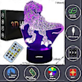 Miniatyrbild 3 av 5: Dinosaurie Leksaker 3D Nattlampa för Pojkar med Timer Fjärrkontroll & Smart Touch 7 Färger Bytbar Dimbar TRex Leksak 1 2 3 4 5 6 7 8 9 10 År Gammal Pojkpresent