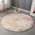 Miniatyrbilde 1 av 3: Tie-dye Langhåret Rundt Teppe, Mykt Teppe For Rom (40CM Beige)