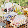 Miniatyrbild 2 av 5: Transparent Crisper Box med Dräneringsplatta Multifunktionell Förvaringslåda för Kylskåp för Skollunch (Kaffe)