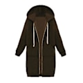 Miniatyrbild 1 av 4: Fianao Plus Size Enfärgad Avslappnad Tjock Huvad Kvinna Zip Up Lång Tröja (XXXL Kaffe)