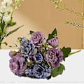 Miniatyrbillede 3 af 5: Enkeltgren Kunstig Blomst Flere Gafler Dekorativ Realistisk Falsk Rhododendron Bryllupsdekoration Scene Layout (Lilla)