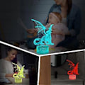 Miniatyrbillede 4 af 5: Børne 3D Dragen Natlys Optisk Illusion Lampe med 16 Farver Fjernbetjening Skiftende Fødselsdag Jul Valentinsdag Gaveidé til Drenge og Piger