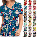 Miniatyrbillede 1 af 3: Jule-Sygeplejerske Uniform Scrub Kortærmet T-shirt Jule-Blouse Tee Tops V-Hals (L Lys Sort)