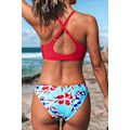 Miniatyrbillede 3 af 4: Kvinde Floral Print Knot Justerbar Bikini Sæt Todelt Swimsui