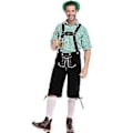 Miniatyrbillede 2 af 5: Tysk traditionel herre Oktoberfest-beklædning ternet skjorte broderede seler dragt (M grøn skjorte og sorte overalls)