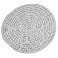 Pikkukuva 3 / 5: Puuvillainen pyöreä käsintehty astia-alusta, käsintehty tabletti, neulepehmuste (30cm, vaaleanharmaa)
