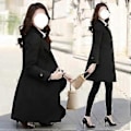Miniatyrbilde 2 av 5: Kvinners Enkeltbryst Trenchcoat Oversized Langærmet Frakk Med Lomme Gave Til Jul Bursdag Nyttår (Svart 2XL)