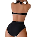 Pikkukuva 3 / 4: Naisten pehmustetut push-up-halter-bikinit, korkean vyötärön uimapuvut, kesäranta-asu, uimapuvut (S Musta)