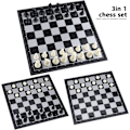 Pikkukuva 2 / 5: 31x31cm 3 in 1 shakkilautapeli, magneettinen shakkilauta shakilla, tammella ja backgammonilla lapsille ja
