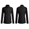 Miniatyrbillede 2 af 3: Mænds Trenchcoat Dobbeltbrystet Yderbeklædning Vinterjakke Formel Frakke (2XL Sort)