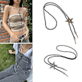 Pikkukuva 3 / 5: Nahkainen punottu kaulakoru Vintage-tähtisoljella vyötäröketju choker-kaulakoru (antiikkipronssipinnoitettu)