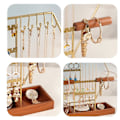 Miniatyrbillede 4 af 5: Guld Smykke Display Stativ - Hexagonal Smykke Træ - 7 Dyr - Ørering Holder - Organizer med Ch
