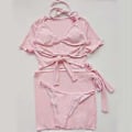 Miniatyrbillede 4 af 5: Dame Bikini Slank Strandtøj Sæt Sexet Lille Bryst Badedragt Samlet Wrap Svømme Badedragt med Overtræk Sort M(M Sort)