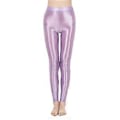 Miniatyrbillede 1 af 4: Dame Skinnende Metalliske Elastiske Leggings Skinny Bukser Gymnastik Yoga Dans Løb Cykling Sport (M lys lilla)
