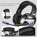 Miniatyrbillede 2 af 5: kablet gaming headset med mikrofon kompatibel med pc ps4 switch xbox one (Sort Grå)