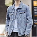 Miniatyrbillede 5 af 5: Herrejakke Denim Retro Hip Hop Stil Løs Enkeltknappet Langærmet Revers Multi Lommer Casual Streetwear Plus Size Herre Frakke (XL sort)