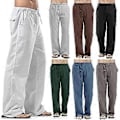 Miniatyrbillede 2 af 5: Herre Plus Size Lige Festbukser Løse Bukser Hør Bukser Elastisk Talje Moderigtigt Afslappet (4XL grøn)