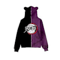 Miniatyrbillede 2 af 3: Japansk Anime Demon Slayer Print Herre Dame Voksne Bjørneøre Hættetrøje Sweatshirt Langærmet Hætte Pullover Toppe (M B)