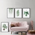 Miniatyrbild 1 av 5: Wekity Gröna Blad Väggkonst Canvas Print Poster, Enkel Vitalitet Akvarellkonst Ritning Dekoration för Hem Vardagsrum Sovrum Kontor (Set om 4 Oinramade