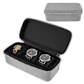 Miniatyrbild 5 av 5: Bärbar Klockförvaringslåda Displayhållare Klockresefodral 3 Fack Klockdisplay Presentförpackning Ficka Smycken Armbandsbox Grå(Grå)