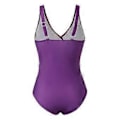 Miniatyrbilde 3 av 4: Plus Size Dame Gradient/ensfarget Hel Badedrakt Sommer Strand Monokini Bodysuit Badeklær (4XL Gradient Purple)