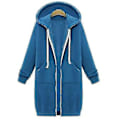 Miniatyrbillede 1 af 3: Afslappet Kvinders Lange Hoodies Sweatshirt Jakke Lynlås Yderbeklædning Hættejakke Yderbeklædning Toppe-b (S Blå)
