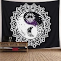 Pikkukuva 1 / 5: Psykedeelinen aurinko- ja kuutapestry Yin Yang H -seinävaate