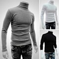 Miniatyrbilde 2 av 5: Fianao Langarmettet Rollkrageskjorte for Menn - Myk, Ensfarget, Elastisk Strikket Skjorte for Høst og Vinter (3XL Svart)