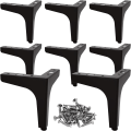 Miniatyrbilde 1 av 5: 8 stk sorte møbelben i metall, 10 cm sorte sofaben, moderne møbelben i metall til sofa, bord,