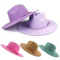 Miniatyrbilde 2 av 3: Herre Fedora Hatter Dame Jazz Hatt Unisex Bredbremmet Panama Stil Hatt Filt Hatt (Camel)