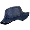Miniatyrbillede 3 af 5: Unisex Mode Bucket Hat PU Læder Regnhat Vandtæt (sort) (mørkeblå)