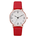 Miniatyrbillede 1 af 4: Dame Armbåndsure Quartz Analog Kvinder Læderrem Modeur NY (Rød)