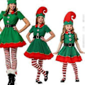 Pikkukuva 1 / 5: Joulutonttuasu Joulupuku lapsi aikuinen vanhempi-lapsi puku Joulu cosplay -asu (100CM tyttö)