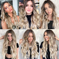 Miniatyrbilde 2 av 5: Lang, bølgete ombre- parykk i brunt til blond for kvinner, midtskill, syntetisk