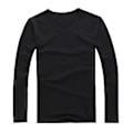 Miniatyrbillede 3 af 5: Fianao Mænds Mode Slank Pasform Bomuld V-hals Langærmet Casual T-shirt Kort Top (XL Grå)