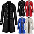 Pikkukuva 1 / 5: Miesten Steampunk-takki, Vintage-Frakkipuku, Goottilainen Victorian-Asuste, Karnevaali-Cosplay.M (4XL Tummanpunainen)