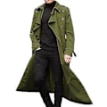 Miniatyrbild 1 av 2: Herrar Lång Trenchcoat Krage Överrock Casual Vinterjacka Enfärgad Ytterkläder (XL Grön)