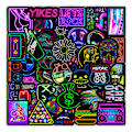 Miniatyrbilde 2 av 5: 100 stk. Tegneserie Neon Lys Graffiti Klistremerker Estetisk Bil Skateboard