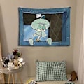 Miniatyrbild 4 av 5: FENDROM Rolig Bläckfisk Cartoon Väggbonad Hängande Roligt Meme Bakgrund Fönsterdesign Heminredning för Sovrum Vardagsrum 70 x 100 cm