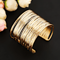 Miniatyrbilde 3 av 4: Mote-Bangle for Kvinner med Flere Lag Metalltråder, Åpen Bangle, Bred Mansjett