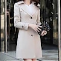 Miniatyrbild 4 av 5: Dam Trenchcoat, Enkeltknäppt, Överstorlek, Långärmad, Med Fickor, Present Till Jul, Födelsedag, Nyår (Beige 4XL)