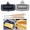 Miniatyrbilde 5 av 5: Sandwich Bakeform Dobbeltsidig Varmebestandig Ergonomisk Håndtak Non-Stick Sammenleggbar Sandwich Stekepanne Frokostmaskin Pannekakemaskin Hjemmeforsyning