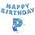 Miniatyrbilde 3 av 5: Hagefestpyntsett for havfrue-bursdag, Happy Birthday-banner