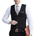 Miniatyrbilde 1 av 5: Fianao Forretningsvest for menn, 4 knapper, V-hals, uten ermer, smal passform, til jobb og bryllup (XXXXL Svart)