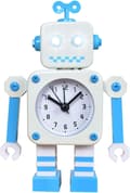 Vit blå robot väckarklocka, rostfritt stål tyst väckarklocka