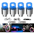 Miniatyrbillede 1 af 5: (Blå) 4 Pak Cykel Motorcykel Hjul Lys Ventil Støvkapper Bil LED
