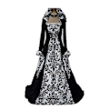 Miniatyrbillede 3 af 5: Bedste Tilbud - Halloween Dame Renaissance Middelalder Kostume Fancy Kjoler Cosplay 100% NY 52% RABAT (L Sort)