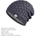 Miniatyrbilde 2 av 5: Strikkede Beanie-Hatter for Menn, Vintervarme Tykke Plysj Menn Utendørs Sykling Camping Caps